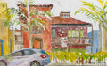 6554 Del Playa Pink House Winter Scene